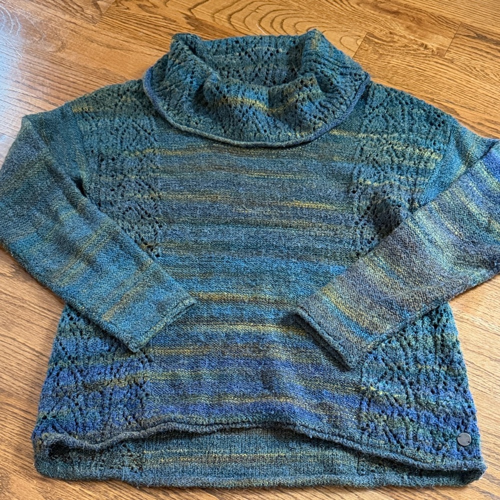 Royal Robbin's cowl neck sweater with lace open knit size medium